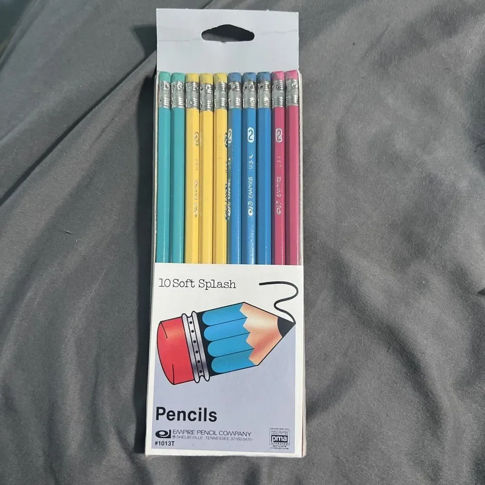 New Vintage Empire Wood Pencil Company Pencils 10‎ Count Soft Splash Sealed TN